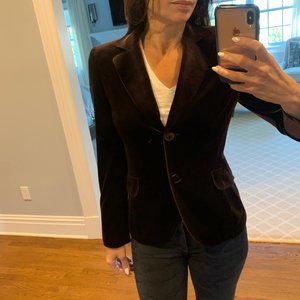 Brown Velvet Fitted Blazer
